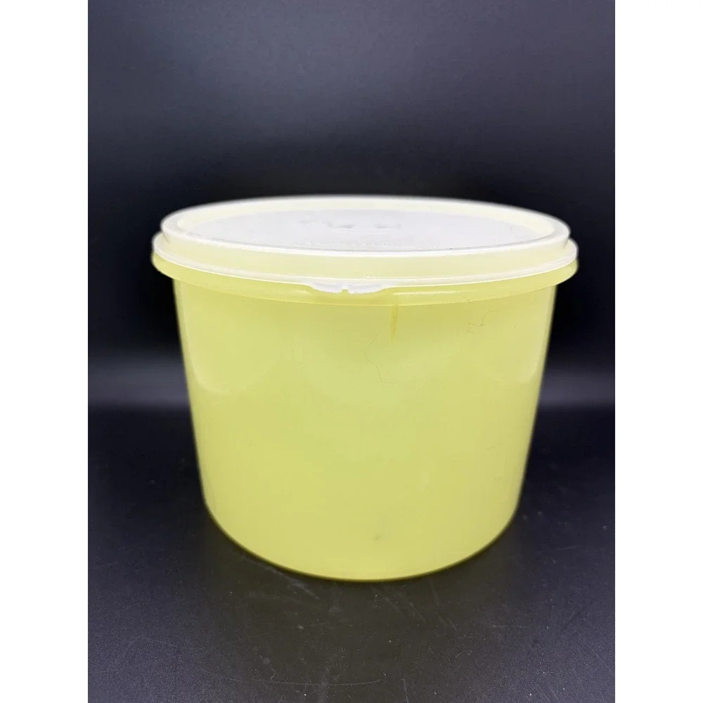 VTG 70's Tupperware 'Seal' Clear Yellow‎ Curcular Canister Collectible Kitsch